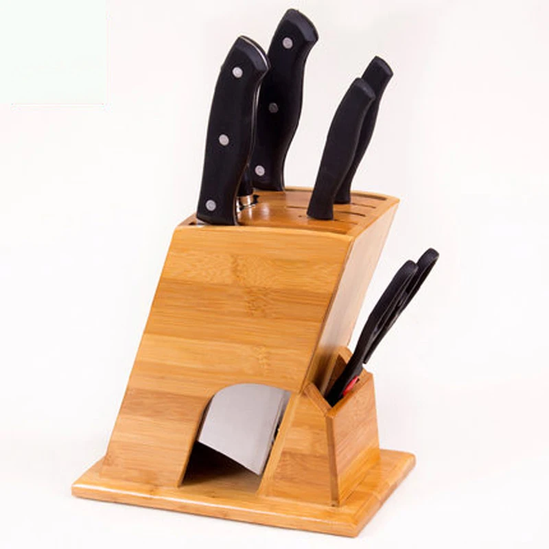 Креативный бамбуковый держатель для кухонных ножей, Многофункциональные кухонные аксессуары, стеллаж для хранения инструментов, держатель для деревянных ножей, подставка для ножей