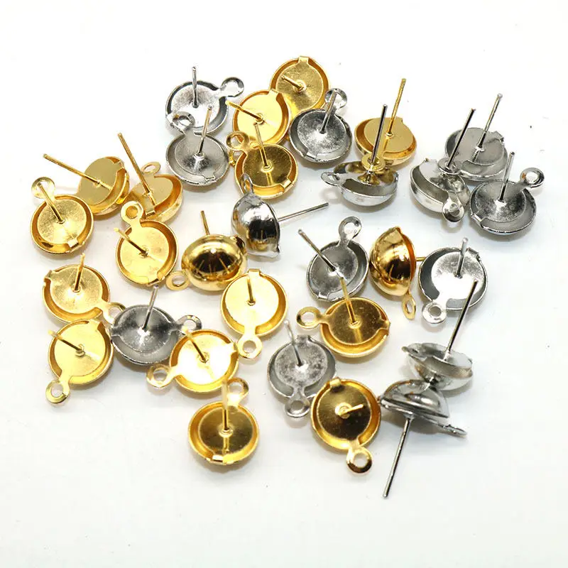 

100pcs Earring Back Pins Silver Gold Plated earrings earpins flat support Jewelry Findings Components gold plated findings