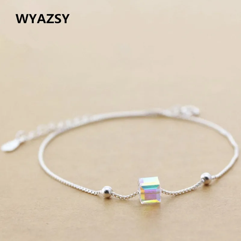 

Luxury Austrian Crystal Bracelet Colorful Rubik's Cube Bracelets For Women Fashion Dazzle Colour Bracelet Gift Jewelry Wholesale