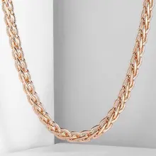 5,5 мм, женское и мужское ожерелье, плоская цепочка с молотком из пшеницы, 585 розовое золото, ожерелье, модное ювелирное изделие, 20 дюймов, 24 дюйма, CN02