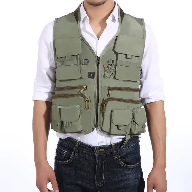 Outdoor Fishing Vest Waterproof Men Waistcoat Multi Pocket Tactical