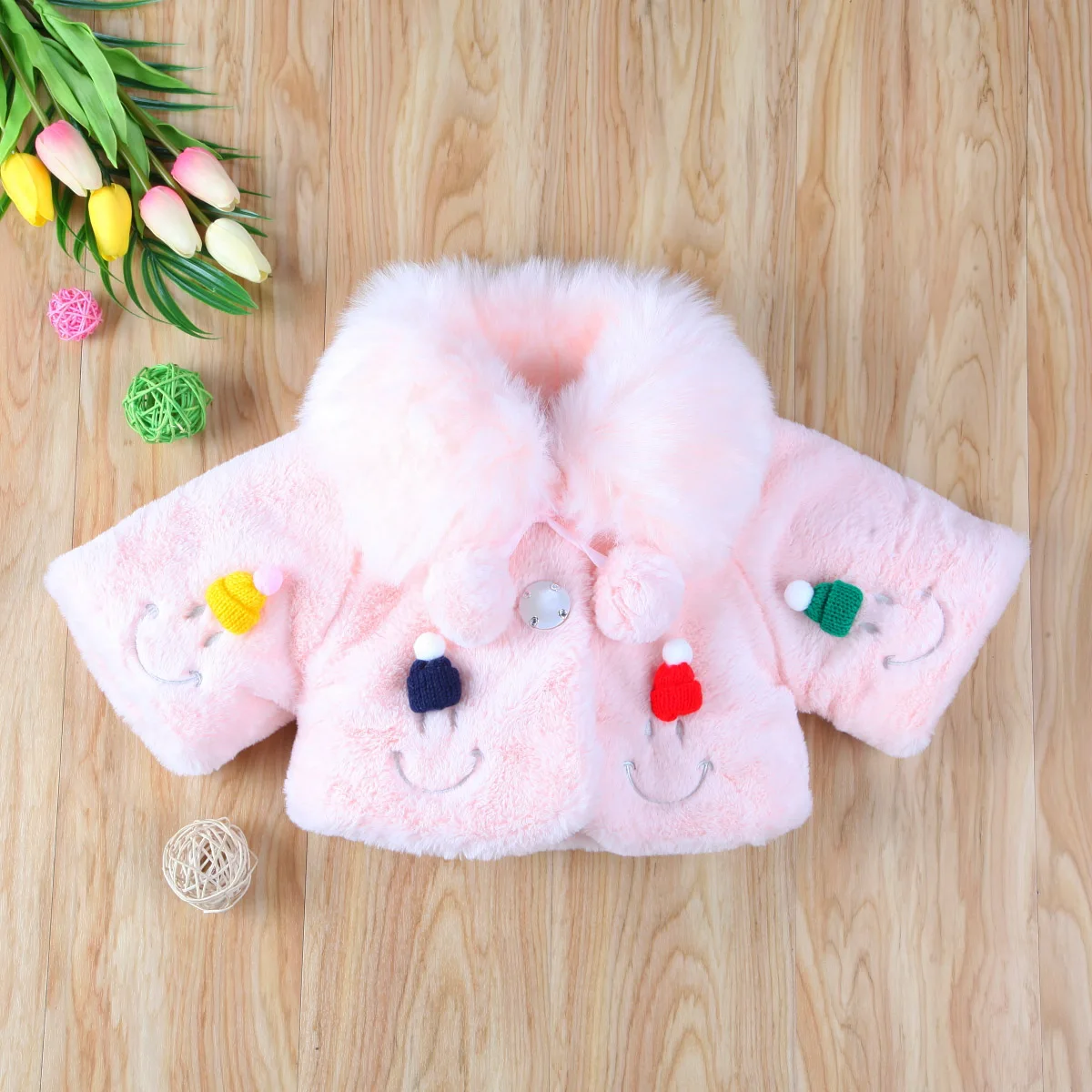 

Brand New 2018 pudcoco Newest Arrivals Newborn Baby Girl Fur Warm Coat Toddler Kids Fleece Jacket Smile Face Lucky Child Outwear