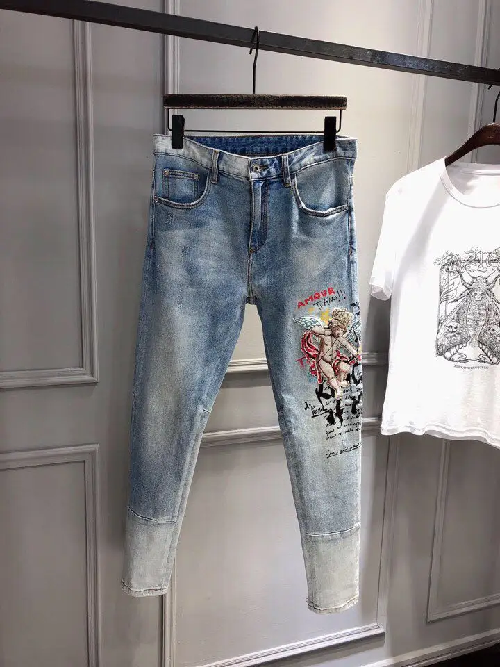 Fashion Men's Jeans 2019 Runway Luxury famous Brand European Design party style Men's Clothing WD04661