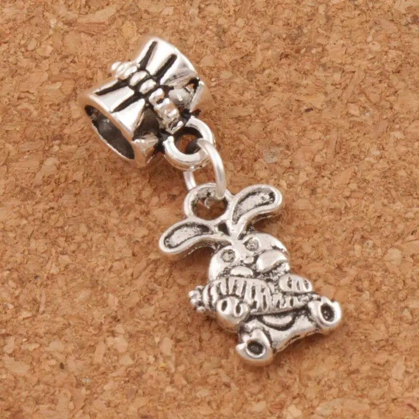 

The Easter Bunny Rabbit Carrot Charm Beads 9.8x25.5mm 100pcs Tibetan Silver Fit European Bracelets Jewelry DIY B059