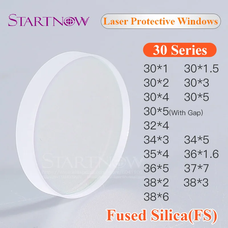 

34*5mm Fused Silica Protection Mirrors 1064nm 30X5 37x7mm Fiber Laser Protective Window For Laser Cutting Welding Machine