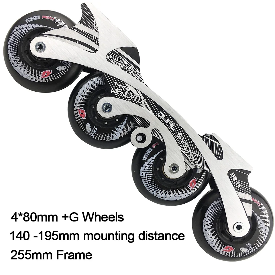 

JEERKOOL Inline Slide Slalom FSK Skating Xuanwu 255mm Frame 80mm Wheels for Roller Skates Aluminum Alloy Skating Base DJ36