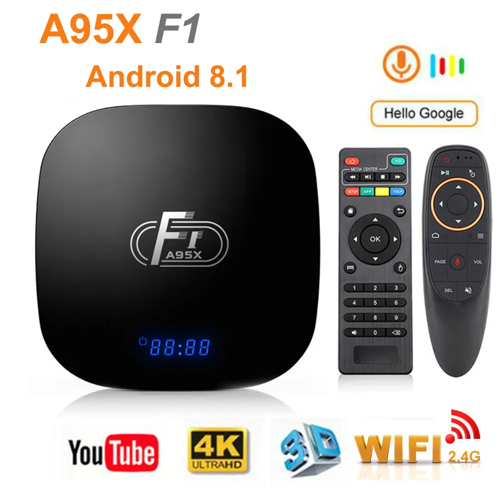 Android 8,1 Smart tv Box A95X F1 Amlogic S905W четырехъядерный 2 Гб 16 Гб Поддержка H.265 4 K 2,4 ГГц WiFi медиаплеер телеприставка Youtube