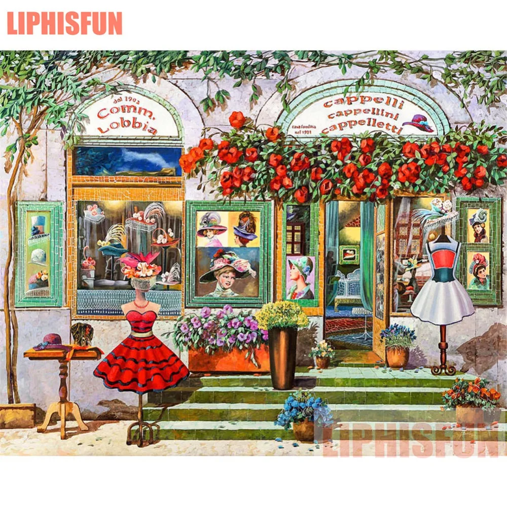 

5d Diamond Painting Full Diamond Square Needlework Diamond Embroidery Pictures Of Rhinestones Flower Shop