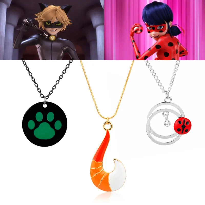 

Miraculous Ladybug Necklace Fox Tail Pendants Necklaces Anime Jewelry for Women Men Kids Costume Accessory Necklace