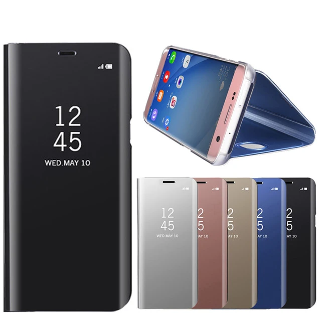 

Luxury Smart View Mirror Flip Case For Samsung Galaxy S6 S7 Edge S8 S9 Plus Note 5 8 Cell Phone 360 Full Cover Holder