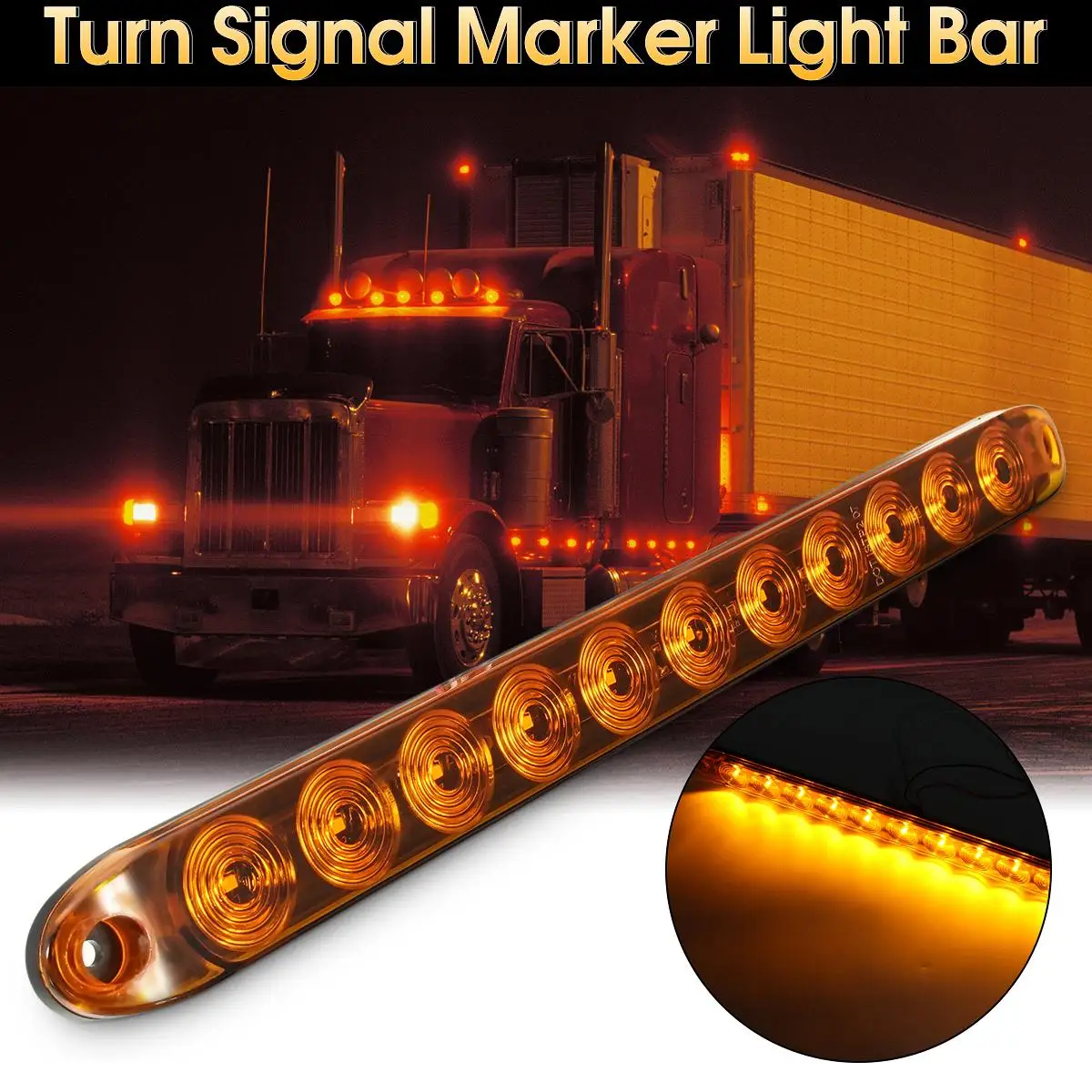 Buy 15" 11 LED Car Trailer Light Truck Amber Surface