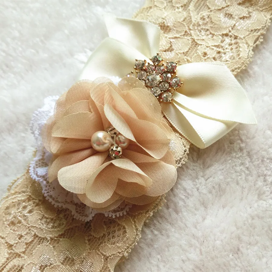 Комплект свадебной подвязки из 2 предметов для невесты, коричневая кружевная эластичная подвязка, стразы, винтажная подвязка