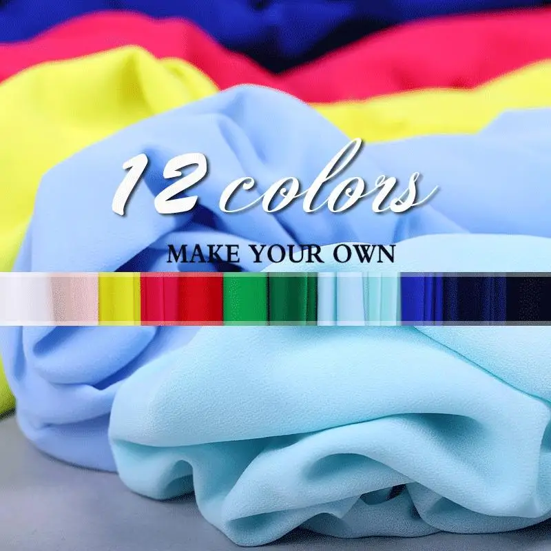 

Summer 140cm wide thin 12colors imitated silk georgette breathable fabric for clothes lining thin short long dress blouse