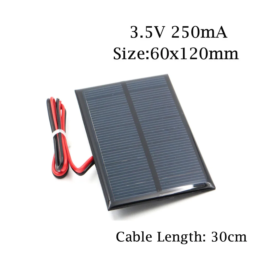 1V 1,5 V 2V 3V 3,5 V 4V солнечная панель 100mA 120mA 150mA 250mA 300mA 350mA 435mA 500mA зарядное устройство для сотового телефона с проводом подключения - Цвет: 3.5V 250mA