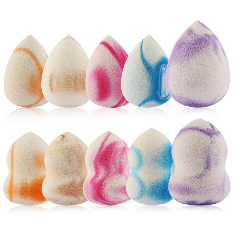 10 шт./партия, цветная губка для основы, макияж, косметическая пудра, гладкая губка для макияжа, инструменты
