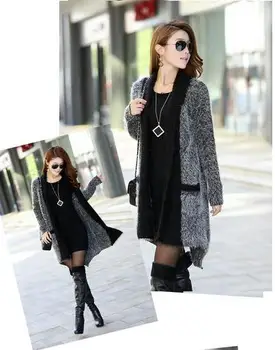 

Sweaters coat jiacket 2015fall winter clothes new mohair long sections loose cardigan sweater coat women 102258