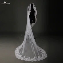 Rsv1 2 М Длинные свадебная фата один Слои Кружево краями с Бисер Фата