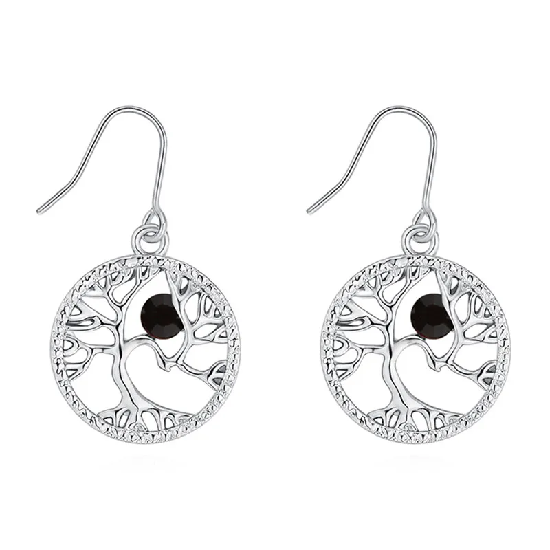 Drop Earrings Women Hollow Out Tree of Life Pattern Round Earring moda mujer Jewelry 2018 Fashion Pendientes04
