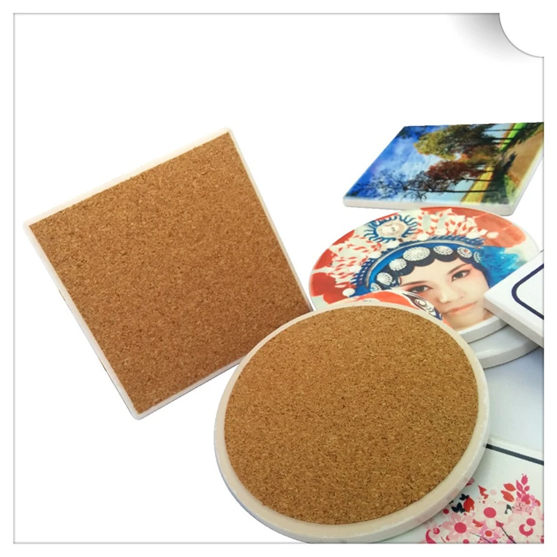 

Square and round custom coasters cork ceramic cup pad 10 pieces per lot