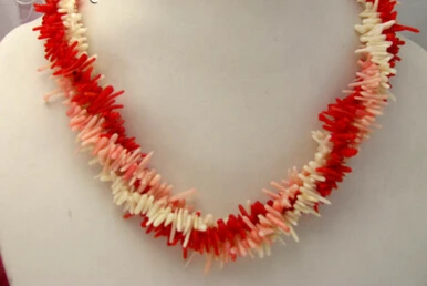 

FREE SHIPPING>>>@ new1723 17"12mmx2mm red pink white coral necklace