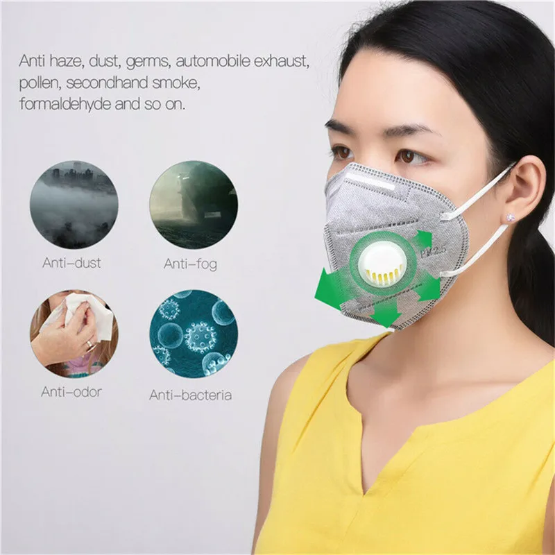 

Adult PM 2.5 Effective Anti-smog Dustproof Activated Carbon Masks Filter Face Mask Filters Universal Practical Masks 5Pcs/Set