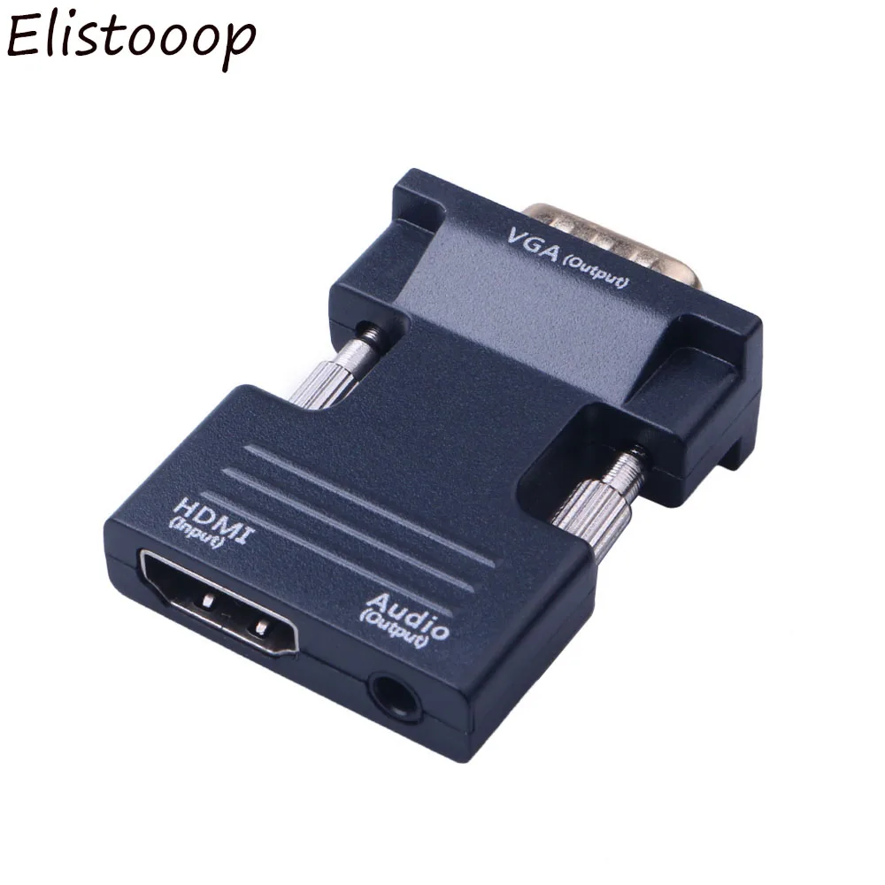 Преобразователь Elistooop HDMI мама VGA папа с аудиоадаптером поддержка вывода сигнала