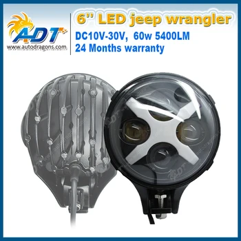 

6" Led Fog Work Light 60w 5400lm Round LED Driving Light 12V 24V For Jeep Wrangler JK for Ford 4x4 4WD Offroad LED Light Bar