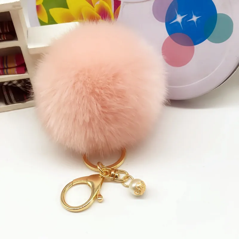 

Cute Artificial Fake Rabbit Fur Ball Keychain Fluffy Pompon Fur Ball Pendant Handbag Keyring Accessories Women Key Chain
