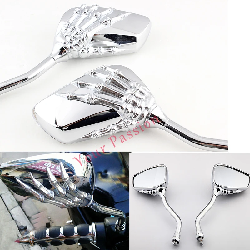 Chrome Skull Rearveiw Mirrors For Honda Shadow Spirit Aero VT 750 1100