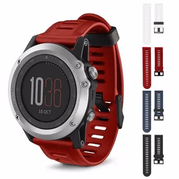 

4 colors Soft Silicone Replacement Watch Band with 2 screwdrive for Garmin Fenix 3 Smart Watch 26mm Silicone strap White