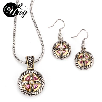 

UNY Jewelry Set Antique fashion cabe Two Color to choose from Delicate Rhodium 2 Tone plated Christmas Birthday gift Free Ship