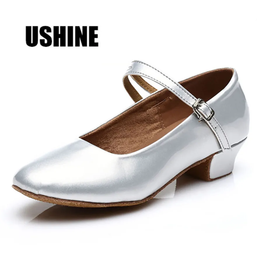 USHINE 207 ПУ золотой Salsa Обувь для танцев Латинской Танцы обувь для Для женщин