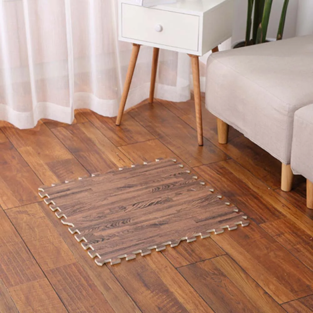 

1pc Soft EVA Foam puzzle crawling mat Imitation wood grain playmat waterproof rug for kids living room 30x30cm