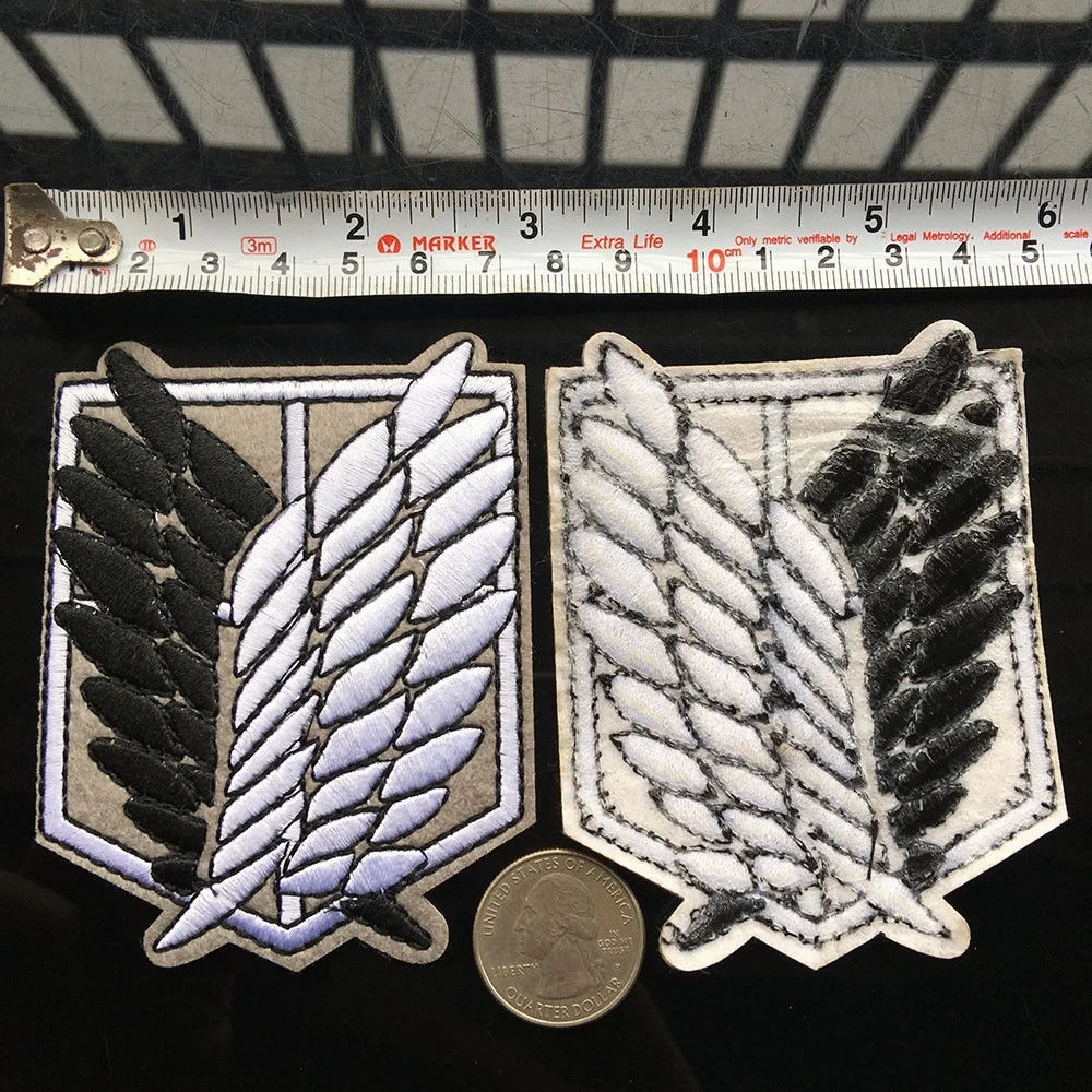 

2X Survey Corps Anime Attack On Titan Embroidered Cartoon Iron on Patch Sewing DIY Embellishments Freedom Wing