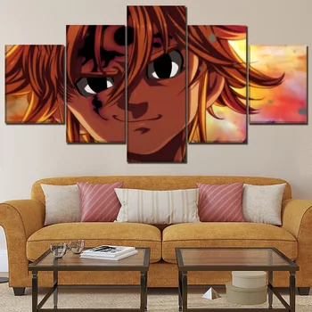 

Wall Art Children Room Home Decorative 5 Piece The Seven Deadly Sins Anime Painting Canvas HD Prints Meliodas Pictures Framework