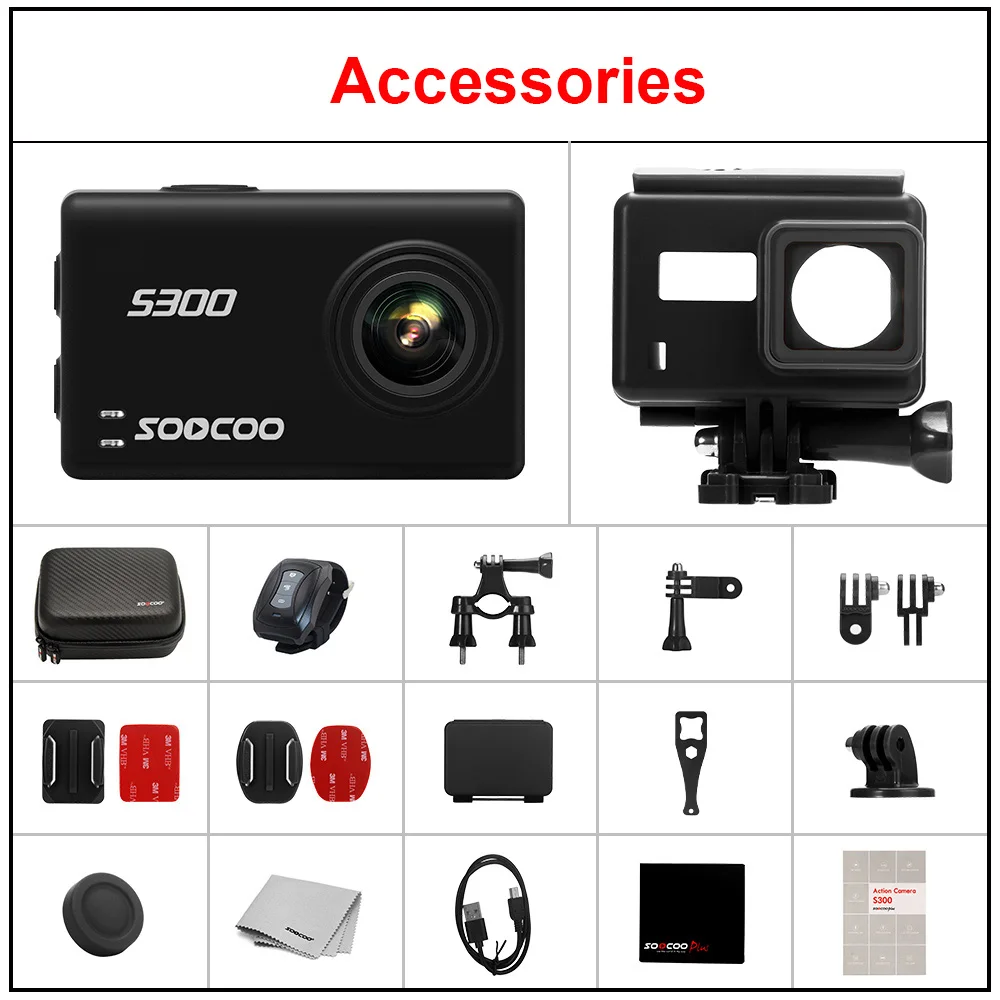 SOOCOO S300 Экшн-камера 2,3" сенсорный ЖК Hi3559V100+ IMX377 4K 30fps 1080P 120fps EIS Wi-Fi 12MP удаленный внешний микрофон Спортивная камера