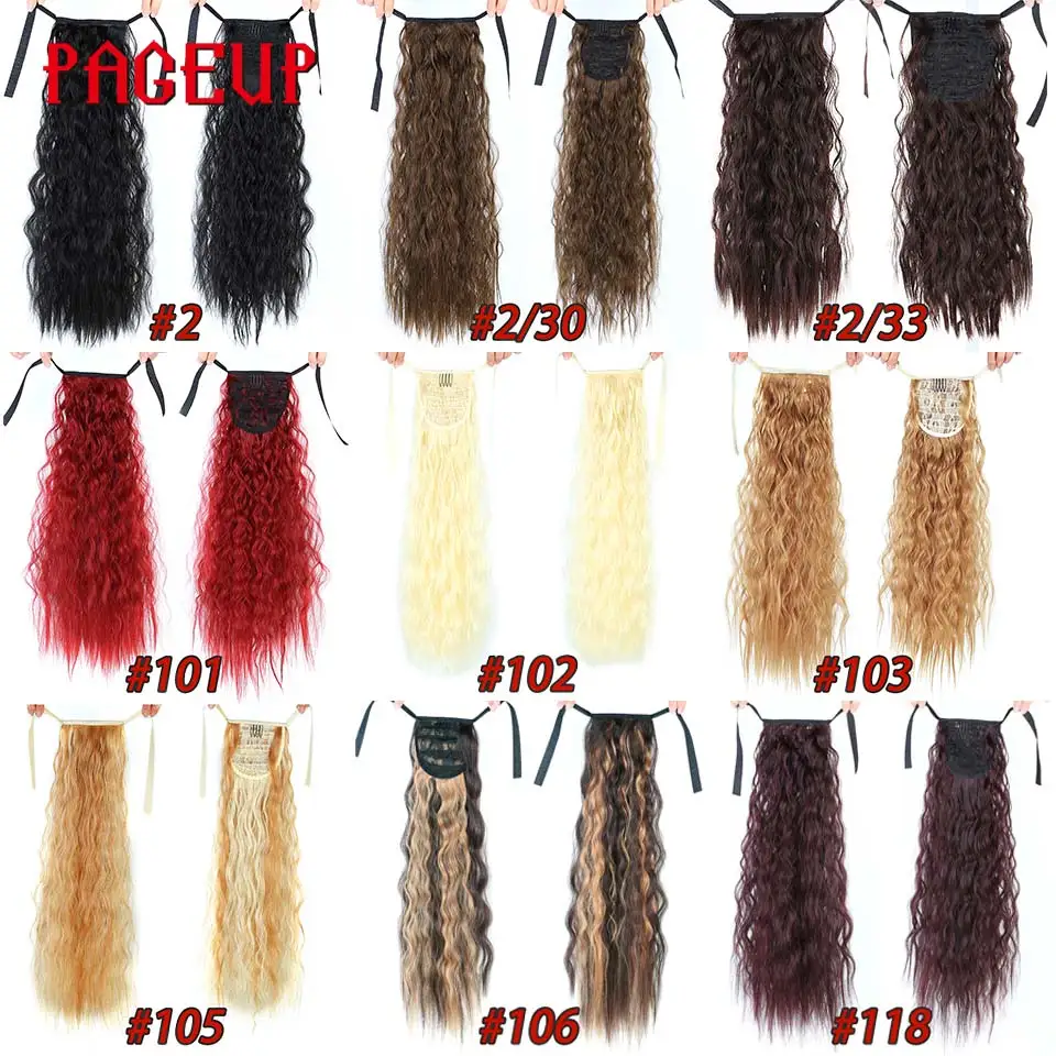 Pageup Long Afro Curly Drawstring Ponytail Synthetic Hairpiece Pony Tail Hair Piece For Women Fake Bun Clip In Hair Extension