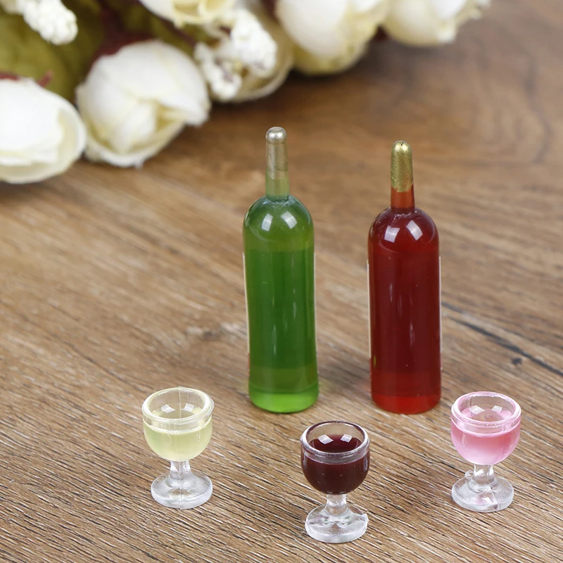 

6Pcs/Set 1:12 Miniature Dollhouse Wine Drink Whisky Bottles, Goblets, Beer Cups Dollhouse Miniature Pub Shop