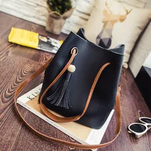 2016 new handbag Muqiu tassel mother single shoulder bag all-match simple Korean Ladies Bucket Bag
