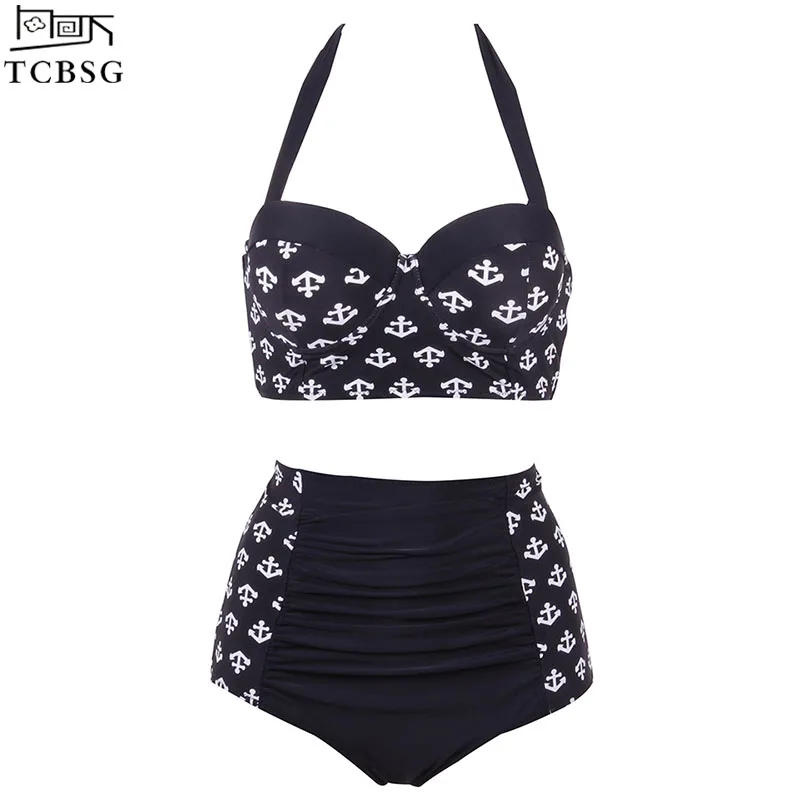 Tcbsg 2019 New Halter High Waist Bikini Plus Size Swimwear Push Up Swimwear Women Swimsuit