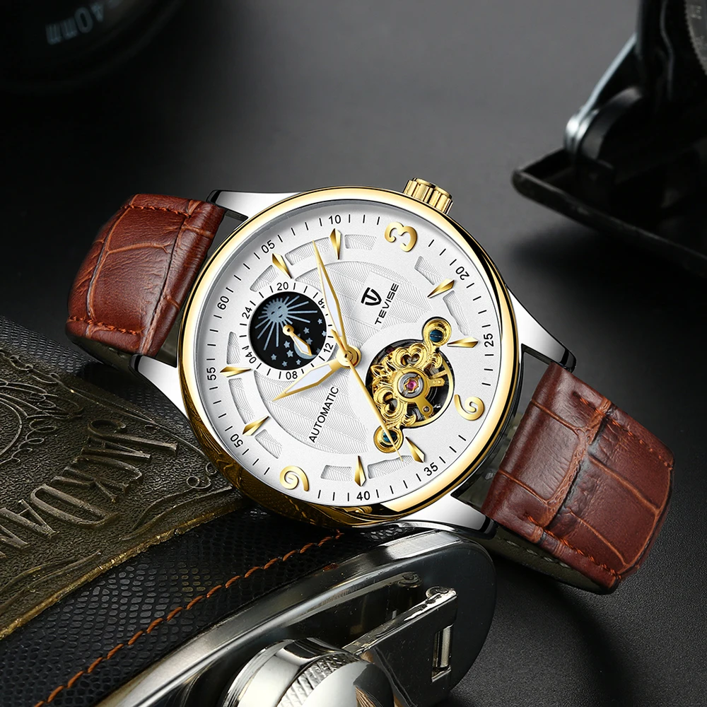 

TEVISE Automatic Men Mechanical Watch Fashion Luminous Waterproof Wrist Watches Sport Male Clock Business Wristwatch for Men