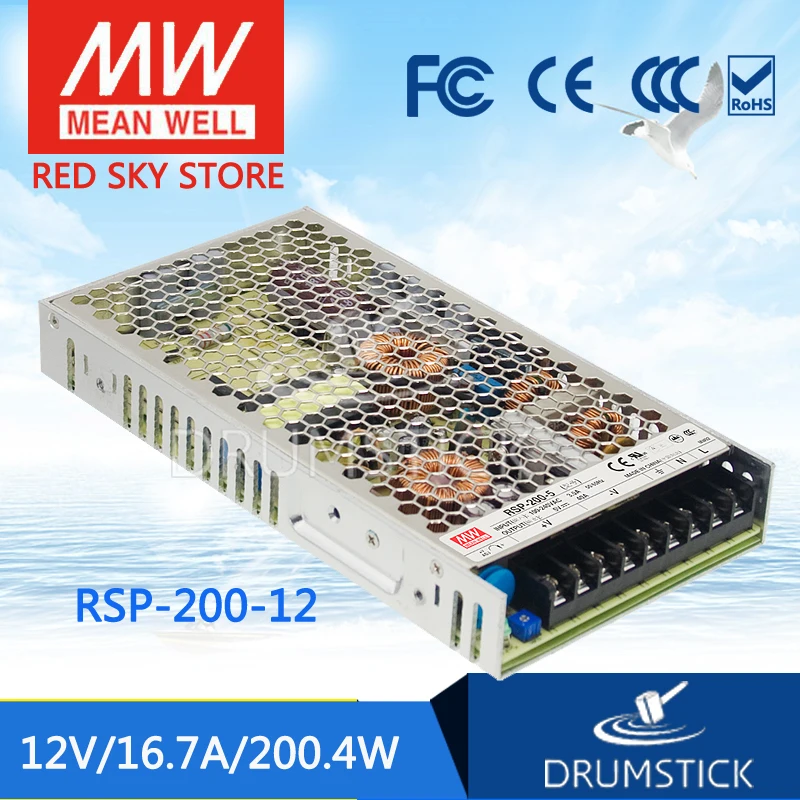 

MEAN WELL RSP-200-12 12V 16.7A meanwell RSP-200 200.4W Single Output with PFC Function Power Supply