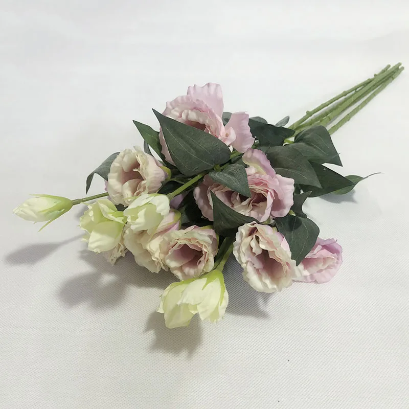 5 шт. Европейский искусственный цветок 3 головы поддельные Eustoma филиал Gradiflorus Lisianthus Слик Цветы Свадебный Домашний Декоративный букет - Цвет: Pink B