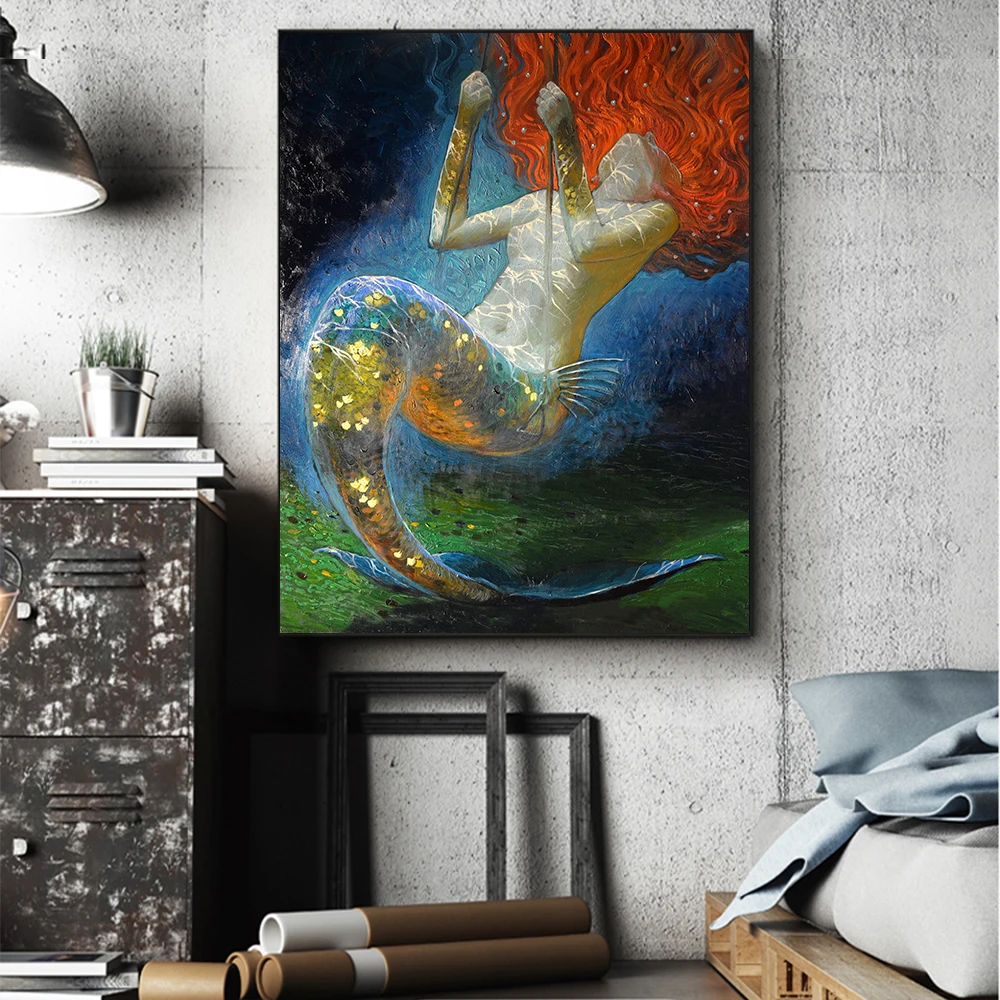 MERMAID Canvas Wall Art Pictures LIGHT UP Detail Home Decor Girls Bedroom 