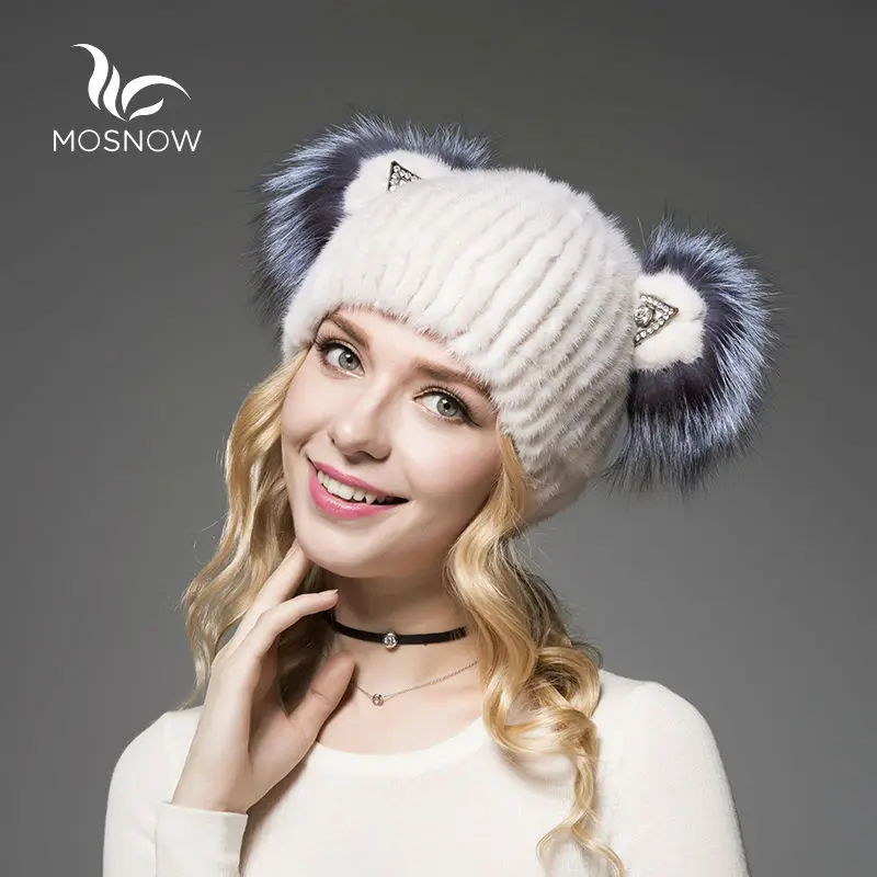 2019 Фирменная Новинка шапка женская зимняя из натурального меха норки с милым