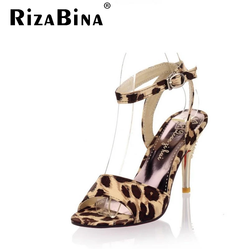 

sexy leopard thin high heel sandals women open peep toe party shoes fashion ankle strap heeled footwear size 31-47 PE00131