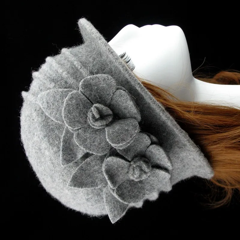 Купол Fedora среднего возраста женский шерстяной шляпа шляпы для мам осенью и зимой теплая шапка