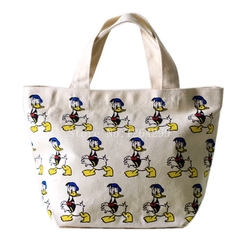 

New Fashion Donald Duck Girls Woman Canvas Handbags Kids Lunch Bag For Children