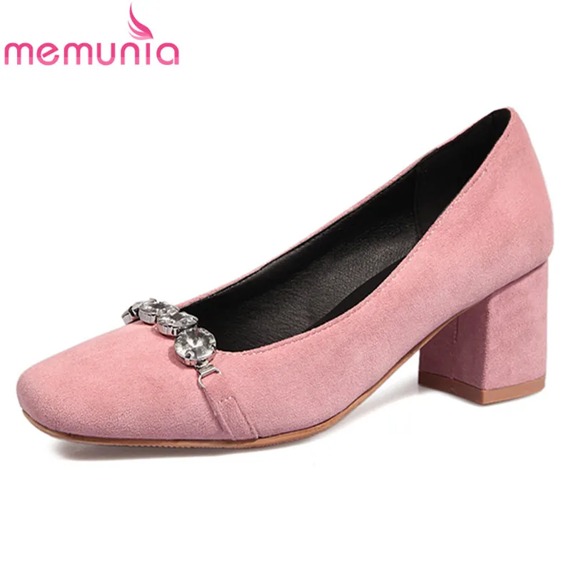 

MEMUNIA spring autumn concise fashion casual shoes thick high heels sqaure toe high quality spring autumn women pumps