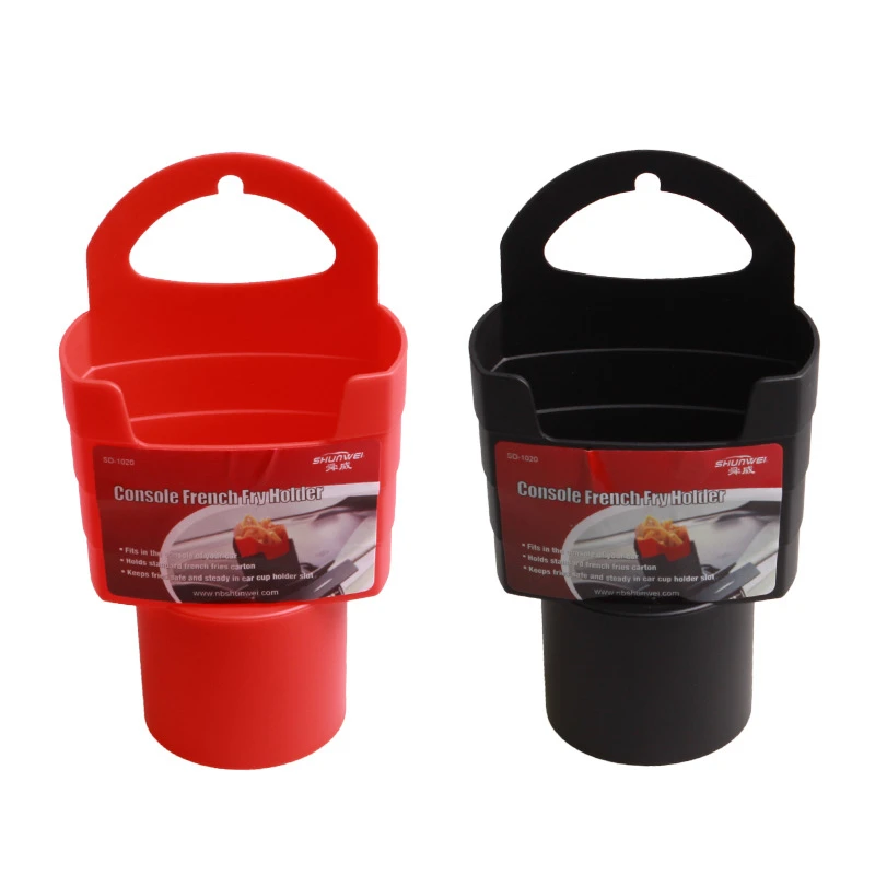 

Universal 1PCS Car French Fries Holder Food Drink Cup Grade PP Storage Box Bucket Travel Eat in the car Black Car accesories